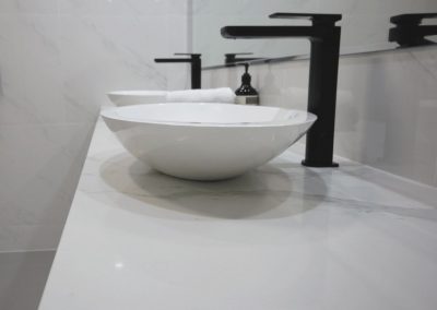 calacatta bathroo vanity installation